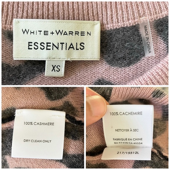 NWT White + Warren Cashmere Sweater Leopard - Picture 13 of 16